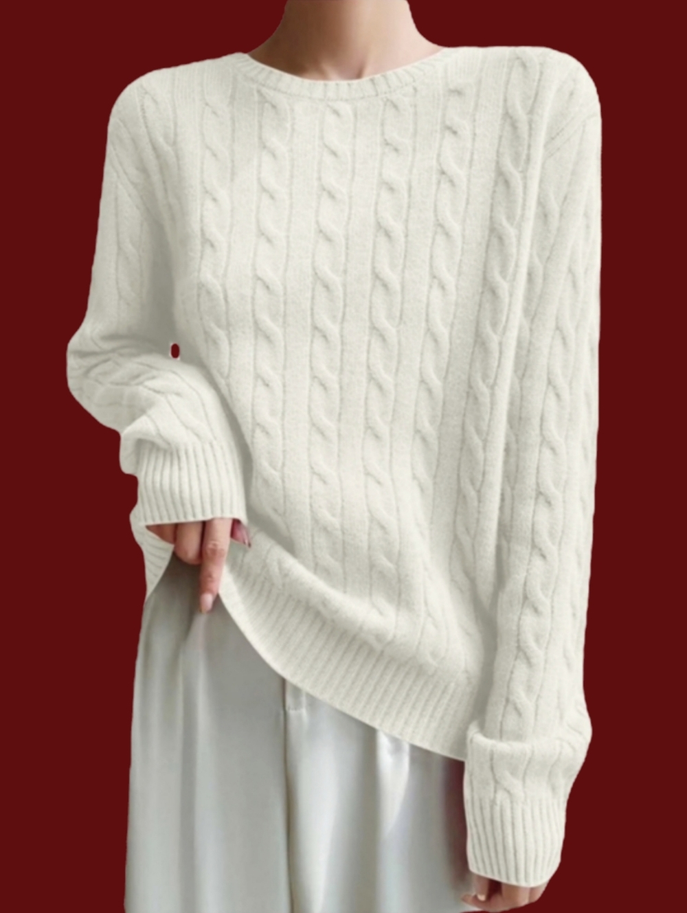 Ivory Twisted Knit Sweater